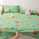 Axyaa Coarse Cotton Printed Fitted Sheet - Non-Slip Dust Cover Protector