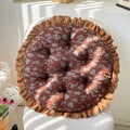 Axyaa Small Floral Rattan Chair Seat Cushion with Lace Round Design