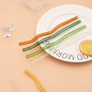 Axyaa Wavy Glass Straws 10 Pack + 2 Cleaning Brushes - Transparent 7.8 in • Eco-Friendly