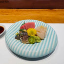 Axyaa Striped Ceramic Sushi Plate Set - Restaurant Tableware