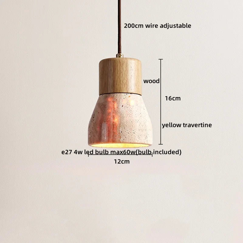 Axyaa Yellow Travertine LED Pendant Lights for Modern Living Spaces