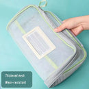 Axyaa Double-layer Mesh Zipper Stationery Organizer: Large Capacity School Office Supplies Bag