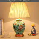 Axyaa Ceramic Flower Bird Table Lamp with Fabric Lampshade - LED Floor Light for Living Room and Bedroom