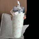 Axyaa 900ml Thermal Water Bottle with Straw, Insulated Stainless Steel Tumbler Cup