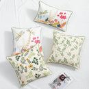 Axyaa Daisy Floral Cushion Cover Green Leaves Embroidery Soft Cozy 45x45cm/30x50cm