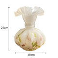 Axyaa Flower Texture Glass Vase Desk Decoration with Artificial Flowers