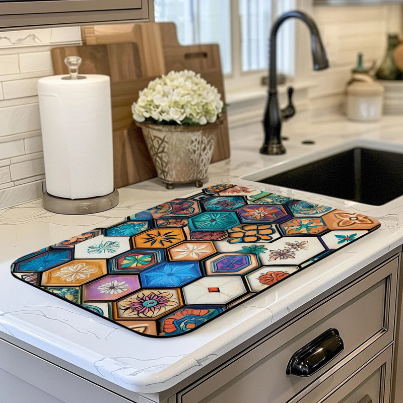 Axyaa Christmas Kitchen Draining Mat: Absorbent, Quick Dry, Antiskid Pad for Tableware