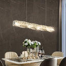 Axyaa Luxury Crystal LED Pendant Lamp - Silver Chandelier Lighting for Living & Dining Room