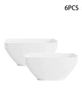 Axyaa Large Plastic White Square Bowl Set - Ideal for Soup, Noodles, Oatmeal, and Salad