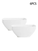 Axyaa Large Plastic White Square Bowl Set - Ideal for Soup, Noodles, Oatmeal, and Salad