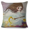 Axyaa Beautiful Girl Pattern Linen Pillowcase for Living Room and Bedroom