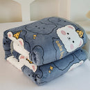 Axyaa Cartoon Pattern Flannel Blanket: Cozy Soft Plush Lightweight Throw for Sofa