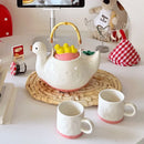 Axyaa Duck-Shaped Ceramic Water Kettle: Charming Design for Tea Time