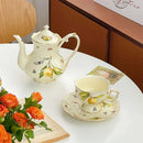 Axyaa Lemon Pattern Tea Set: Cup, Saucer, Teapot, Plate, Kettle - European Ceramic Offering