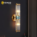Axyaa Crystal Wall Sconce: Modern Gold Plated Metal Lamp for Bedroom, Living Room Lighting