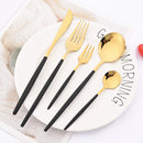 Axyaa Mint Gold Cutlery Set Stainless Steel Silverware Kitchen Tableware