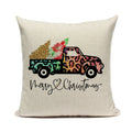 Axyaa Christmas Pickup Trucks Linen Cushion Covers 45x45 for Modern Home Decor