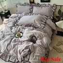 Axyaa Summer Ice Silk Lace Four-Piece Bedding Set - Korean Style
