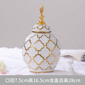 Axyaa White Golden Vase: Modern Ceramic Decor for Home Dining Room Floral Display