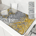 Axyaa Metallic Pattern Coffee Mat: Quick Kitchen Drying Mat for Draining Dishes & Utensils