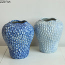 Axyaa Strawberry Blue Porcelain Vase | Table Decoration & Room Floral Vases