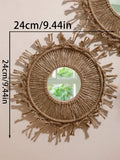 Axyaa Boho Macrame Round Wall Mirror Home Decor
