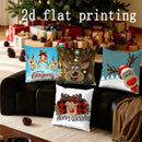 Axyaa Merry Christmas Reindeer Pillow Cover - Rectangular Cushion for Sofa, Bedroom, Car