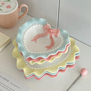 Axya Love Bow Jewelry Display Tray Ceramic Plate Wavy Edge Home Decor Props