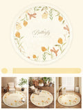 Axyaa Butterfly Pattern Plush Round Carpet for Cream Style Bedroom Decor and Living Room