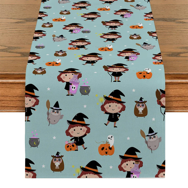 Axyaa Halloween Pumpkin Table Runner Farmhouse Kitchen Dining Decor