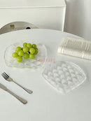 Axyaa Auspicious Cloud Glass Square Plate for Home Décor and Serving