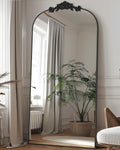 Axyaa 71"x28" Full Length Floor Mirror with Carved Standing Halling for Bedroom