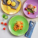 Axyaa Handpainted Rustic Multicolour 10.4" Dinner Plate Set - 6/12 Pieces