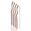 Axyaa Silver Wave Stainless Steel Reusable Drinking Straw Set