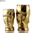 Axyaa Geometric Origami Vase Human Head Golden Abstract Figurine Home Decor