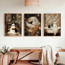 Axyaa Halloween Ghost and Black Cat Wall Art Set
