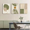 Boho Green Canvas Print Posters Tropical Leaves Abstract Shapes Illustrations Wall Art by Axyaa
