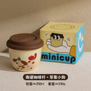 Axyaa Ceramic Coffee Mug Vacuum Flask with Silicone Lid & Cute Animals