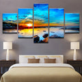 Axyaa Sunrise Seavie 5-Piece Canvas Art Painting Set for Living Room Decor