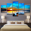 Axyaa Sunrise Seavie 5-Piece Canvas Art Painting Set for Living Room Decor