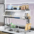 Axyaa Stainless Steel Kitchen Sink Dish Drainer Rack Utensils Holder Bowls Organizer