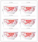 Axyaa 6PCS Ceramic Rice Bowl Set - 4.5" Round Microwave & Oven Safe Kitchen Tableware