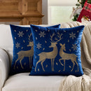 Axyaa Christmas Elk Embroidered Pillow Cover - Soft Short Plush Cushion