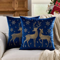 Axyaa Christmas Elk Embroidered Throw Pillowcase | Soft Short Plush Cushion Cover