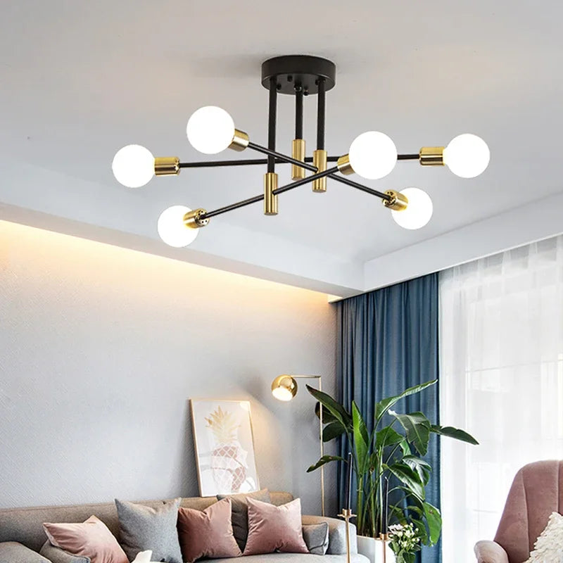 Axya Multi-Head Chandelier: Modern E27 Pendant Lamp for Living/Dining/Bedroom