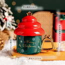 Axyaa Ceramic Christmas Tree Mug with Gold Wind Chime Handle