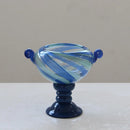 Axyaa Blue Striped Glass Vase - Tall Transparent Flower Pot for Home Decoration