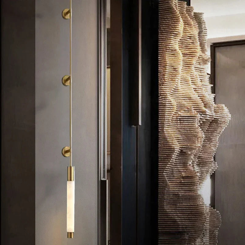 Axyaa White Marble Copper Sconce Light for Hotel Hall Room