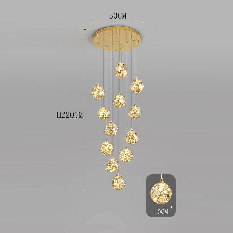 Axyaa Staircase Chandeliers for Living Room LED Pendant Light Lamps