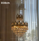 Axyaa Gold Crown Crystal Chandelier: Elegant Luxury Ceiling Light for Home